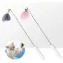 ocijf179 Cat Teaser Pet Cat Kitten Teaser Bell Feather Playing Steel Wire Stick Wand Interactive Toy - Grey
