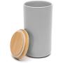 Waggo Simple Solid Ceramic Medium Dog Bowl and Air Tight Treat Jar Set - Light Grey