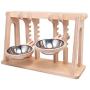Pet Dog & Cat Bowls Stand, Adjustable Height Feeding Station with Stainless Steel Bowls