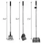 EXPAWLORER Pet Poop Tray, Rake and Spade Set - 3 Pack Pooper Scooper Pet Waste Removal Long Handle Bin with Rake for Dog, Silvery & Gray