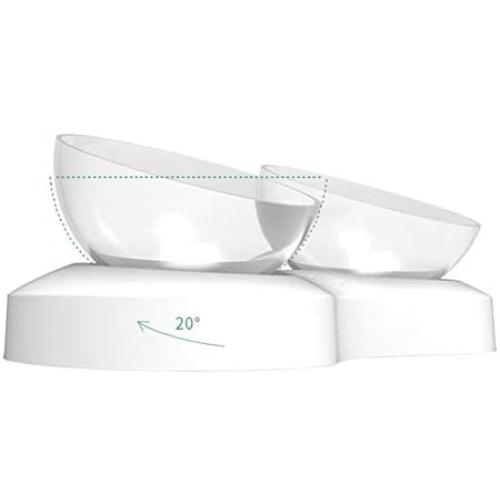 Luck Dawn Double Dog Cat Bowls with Raised Stand, Adjustable 0-20 Degree Tilted Design Neck Guard Stand Raised Elevated Pet Food Water Feeder Bowl for Cats or Small Dogs
