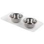 mDesign Premium Quality Pet Food and Water Bowl Feeding Mat for Dogs and Puppies - Waterproof Non-Slip Durable Silicone Placemat - Raised Edges, Food Safe, Non-Toxic - Small - White
