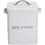 Morezi Pet Treat and Food Storage Tin with Lid and Scoop - White Vintage Farmhouse - Carbon Steel - Tight Fitting Lids - Storage Canister Tins