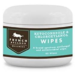 French Bulldog Chloroxylenol Wipes, Antimicrobial Wipes to Wipe Away Bacteria from Folds on face. www.frenchbulldoghealthproducts.com