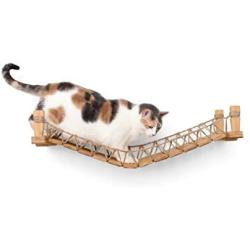 CatastrophiCreations Cat Bridge Wall-Mounted Play and Lounge Toy Cat Tree Tower Alternative for Pets - Natural, One Size