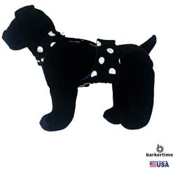 Barkertime Premium Waterproof Dog Diaper Overall - Made in USA - White Polka Dot on Black Escape-Proof Waterproof Premium Dog Diaper Overall, L, Without Tail Hole