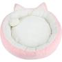 CROWNY Cat Bed Round Pet Bed for Cats, Kittens, Puppies and Small Dogs / 18.5 inch Washable Pet Bed with Waterproof Bottom
