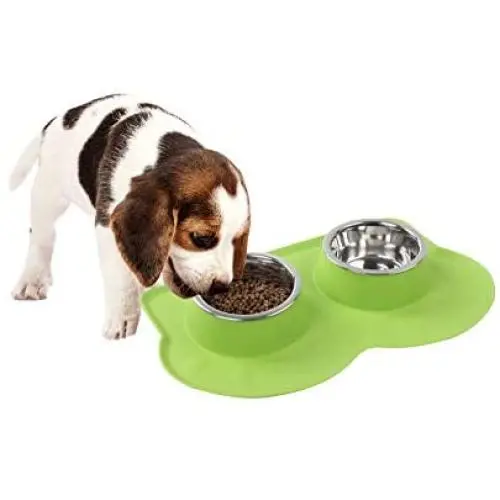 Pet Food and Water Bowls with 2 Stainless Steel Bowl & No Spill Non-Skid Silicone Mat Dog Double Feeding Bowl (350ml x 2) Pet Food and Water Bowls with 2 Stainless Steel Bowl & No Spill Non-Skid Silicone Mat Dog Double Feeding Bowl (350ml x 2)