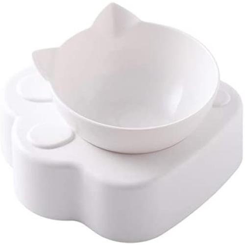 QINYUAN Cat Bowl, Raised Food Water with Detachable Elevated Stand Adjustable Tilted Pet Feeder No-Spill Dog