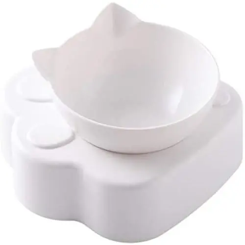 QINYUAN Cat Bowl, Raised Food Water with Detachable Elevated Stand Adjustable Tilted Pet Feeder No-Spill Dog QINYUAN Cat Bowl, Raised Food Water with Detachable Elevated Stand Adjustable Tilted Pet Feeder No-Spill Dog