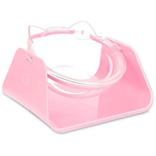 SWEETPET Raised Cat Bowl, Cat Food Water Bowl 15 Degrees Tilted Adjustable Anti-Overturn Pet Feeder Dishes for Small Cat and Dogs