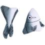 ocijf179 Pet Toy 1 Set Simulation Fish Shark Shaped Animals Funny Pet Cat Plush Toys Accessory - Gray + White