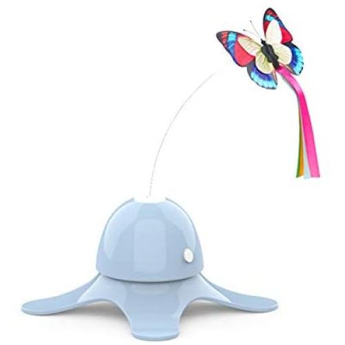 VeliHome Electronic Butterfly Stick Pet Cat Dogs Toy, Intelligent Automatic Rotating Toys for Exercising