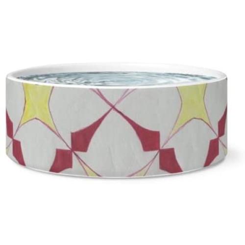 Teelaunch Pet Food Bowl, Water Bowl- Large Ceramic Pet Food & Feeding Bowl, 7.5'' x 3.5'' Iris Designer Art