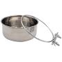 Pet Food Water Bowl with Clamp Holder Stainless Steel Coop Cup Hanging Feeder for Dog Bird Parrot Cat Rabbit