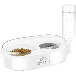 Joytale Cat Food and Water Bowls, Detachable Glass Feeder Bowl for Kitten, No-Spill Pet Bowl with Automatic Water Dispenser