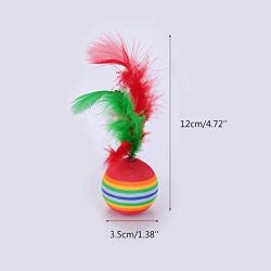 avbxcuecc 5pcs/Set Cat Ball Toys with Feather Pets Kitten Teaser Interactive Funny Supplies