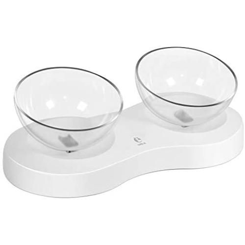 Cat Bowls Elevated Double Cat Dog Food Water Bowls, 20° Tilted Raised Cat Feeding Bowls with Anti Slip Stand for Cats and Small Dogs