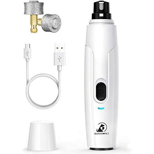 Bonve Pet Dog Nail Grinder, Electric Cat Nail Clippers 2 Speeds 8H Running Time Pet Nail Grinder Paws Trimmer Quiet Smoothing Painless Cordless for Small Medium Large Dogs Cats Pets