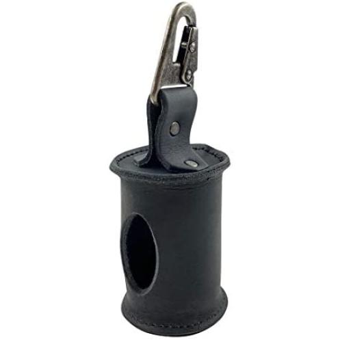 Taco Dog, Poop Bag Carrier Handmade from Thick, Full Grain Leather - Convenient Holder, Storage Pouch for Bags, Walking - Clips to Leash or Collar, Attach, Reload, Dispense - Charcoal Black
