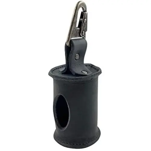 Taco Dog, Poop Bag Carrier Handmade from Thick, Full Grain Leather - Convenient Holder, Storage Pouch for Bags, Walking - Clips to Leash or Collar, Attach, Reload, Dispense - Charcoal Black