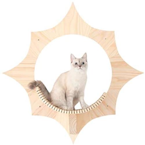 MYZOO Solar, Sun Shape, Wall Mounted Cat Shelves, Floating Perch, Cat Tree,Solid Wood