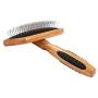 Bass Brushes Medium Slicker Style Pet Brush with Bamboo Wood Handle and Rubber Grips