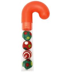 Midlee Designs Candy Cane Wool Ball Filled Cat Toys