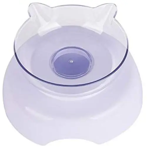 Luck Dawn Double Cat Dog Bowls Elevated Cat Food Water Bowls with Raised Stand 15° Tilted Raised Slow Feeder Bowl Water Dispenser Stress Free for Cats and Small Dogs