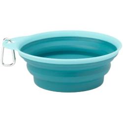 PetRageous 1-Cup Caseys Collapsible Pet Bowl, Aqua