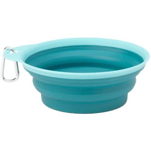 PetRageous 1-Cup Caseys Collapsible Pet Bowl, Aqua