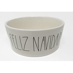 Rae Dunn FELIZ NAVIDAD Large Christmas Dog Food Bowl by Magenta