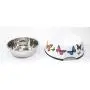 Sweet Pet Home 5.5'' Inch Diameter White with Butterflies Round Double Aluminum Dog Bowl with Rubber Rim Sweet Pet Home 5.5'' Inch Diameter White with Butterflies Round Double Aluminum Dog Bowl with Rubber Rim