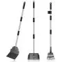 Dog Pooper Scooper, 3 Pack Dog Poop Rake and Scoop Metal Long Handle Adjustable Long Handle, Pet Waste Removal for Small to Medium Dogs and Pets for Lawns, Gravel, Grass, Dirt