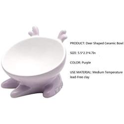 FENLEFU Raised Ceramic Cat Food Bowl FDA Food Grade Testing Certification (Purple)