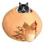 Le Sharma Deluxe Felted Cat Cave, 100% Natural, Eco-Friendly and Handmade Wool Cat Bed - Large Cozy and Comfortable Felt Cat Caves Houses for Indoor Cats/Kittens and Small Dogs - Hen