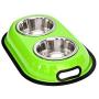 Iconic Pet 4 Cup Color Splash Stainless Steel Double Diner for Dog/Cat