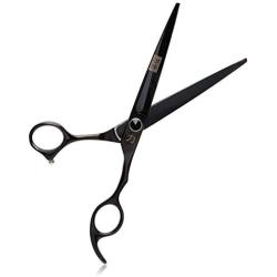 ShearsDirect Japanese 440C Titanium Professional Grooming Shear with Ergonomic Handle, 7-Inch, Black