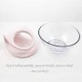 ZEXPRO Transparent Plastic Bowl Elevated Stand Detachable for Cats and Small Dogs with Anti Slip Tilted Design 15 Degree Pet Food Water Feeder