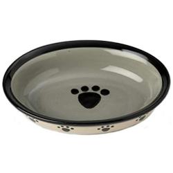 PetRageous 44247 Oval Metro Paws Stoneware Cat Bowl 6.25-Inch Wide and 1.5-Inch Tall Saucer with 1-Cup Capacity and Dishwasher and Microwave Safe for Small Dogs and Cats, Multi-Colored