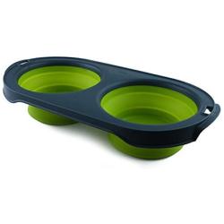 Dexas Popware for Pets Double Bowl Collapsible Travel Feeder