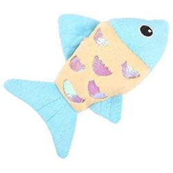 ocijf179 Cat Toy Pet Cat Kitten Plush Cute Fish Doll Catnip Interactive Bite-Resistant Chew Toy - Blue
