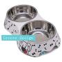 Food Grade Melamine Double Dog Bowls Double Premium Stainless Steel Bowls Pet Food Water Feeder for Medium Dog No More Than 40 pounds