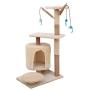 Famgizmo Cat Tree | Sisal Scratching Posts | 90cm Stable Cat Tower with Cat Cave | Cat Kitten Activity Centre | Dangling Toys | Cat Condo | Cat Furniture | Climbing Tower | Beige & Dark Blue