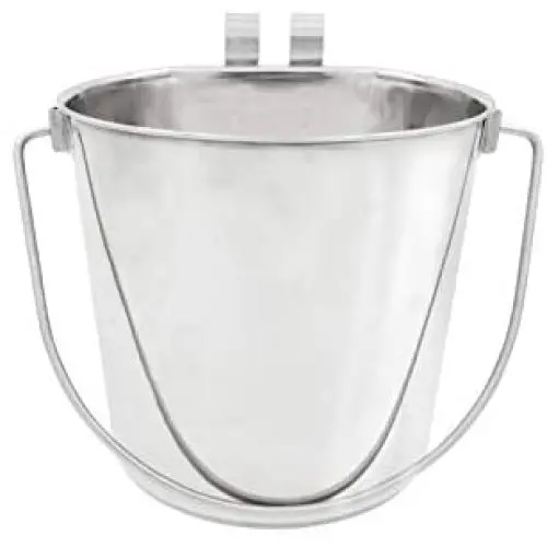 Fuzzy Puppy Pet Products Heavy Duty Flat Sided Pail Dual Hooks Quart Pet feeder Fuzzy Puppy Pet Products Heavy Duty Flat Sided Pail Dual Hooks Quart Pet feeder