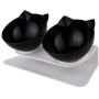 Pet Comfort Feeding Bowls -MOMU- Pet Food Water Feeder 15° Tilted Dispenser-Dog Cat Double Bowl wi Raised and