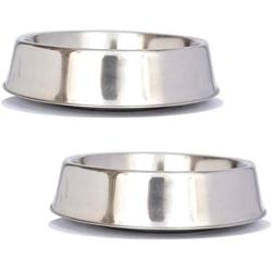 Iconic Pet 8 Cup Anti Ant Stainless Steel Non Skid Pet Bowl for Dog or Cat (2 Pack)