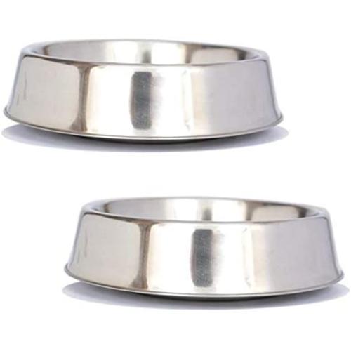 Iconic Pet 8 Cup Anti Ant Stainless Steel Non Skid Pet Bowl for Dog or Cat (2 Pack)