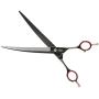ShearsDirect Japanese 440C Curved Black Titanium Cutting Shears with Red Gem Stone Tension and Double Finger Rest, 8.0-Inch