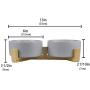 LIONWEI LIONWELI Ceramic Cat Bowl with Wood Stand No Spill Pet Food Water Feeder Cats Small Dogs